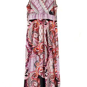 New Directions Long Dress Sz M Pullon Sleeveless Boho Beach Summer Hippie V-Neck